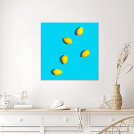 Plakat samoprzylepny Cytryny na niebieskim tle
