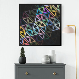 Obraz w ramie Kolorowe jaskrawe trójkąty na ciemnym tle