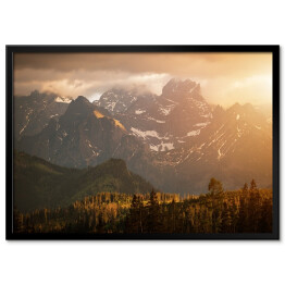 Plakat w ramie Jesienny zachód słońca w scenerii górskiej
