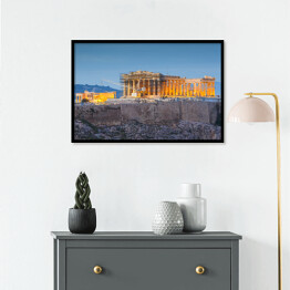 Plakat w ramie Akropol i Partenon w Atenach, Grecja