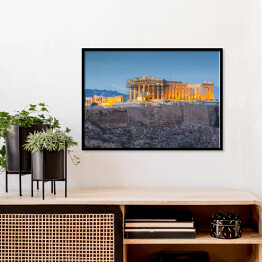 Plakat w ramie Akropol i Partenon w Atenach, Grecja