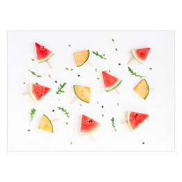 Plakat samoprzylepny Kawałki arbuza i melona na jasnym tle