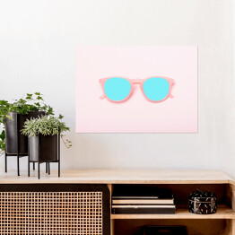 Plakat Stylowe wakacyjne okulary na różowym tle