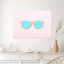 Plakat samoprzylepny Stylowe wakacyjne okulary na różowym tle