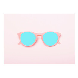 Plakat Stylowe wakacyjne okulary na różowym tle