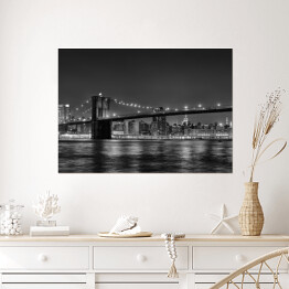 Plakat samoprzylepny Czarno biała ilustracja Mostu w Nowym Jorku