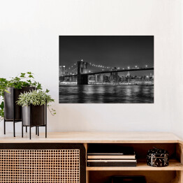Plakat Czarno biała ilustracja Mostu w Nowym Jorku