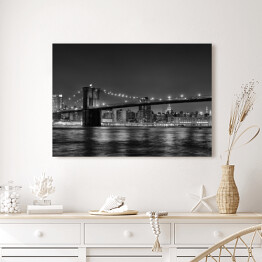 Obraz na płótnie Czarno biała ilustracja Mostu w Nowym Jorku