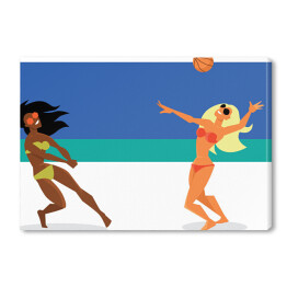 Kobiety grające w siatkówkę na plaży - ilustracja