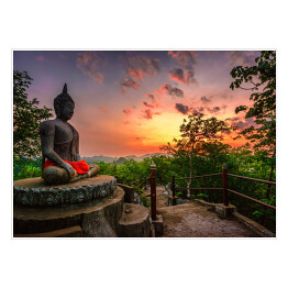 Plakat samoprzylepny Posąg Buddy na tle gór 