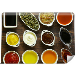 Fototapeta Różne rodzaje sosów i olejów w miskach