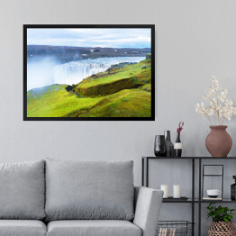 Obraz w ramie Krajobraz z wodospadem Dettifoss, Islandia