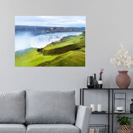Plakat samoprzylepny Krajobraz z wodospadem Dettifoss, Islandia