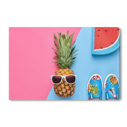 Obraz na płótnie Ananas - hipster z letnimi akcesoriami