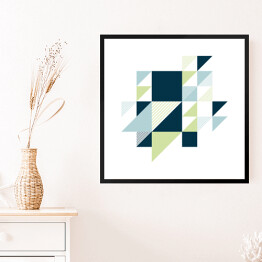Obraz w ramie Kwadraty i trójkąty w spokojnych kolorach na białym tle