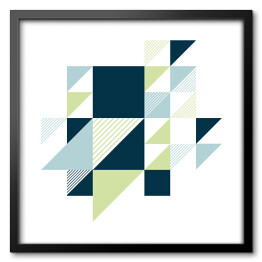 Kwadraty i trójkąty w spokojnych kolorach na białym tle