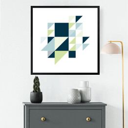 Obraz w ramie Kwadraty i trójkąty w spokojnych kolorach na białym tle