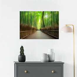 Plakat samoprzylepny Bambusowy las Arashiyama w pobliżu Kyoto, Japonia