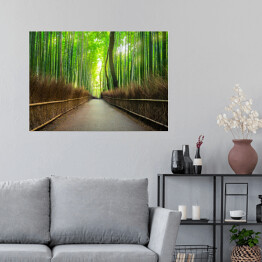 Plakat samoprzylepny Bambusowy las Arashiyama w pobliżu Kyoto, Japonia