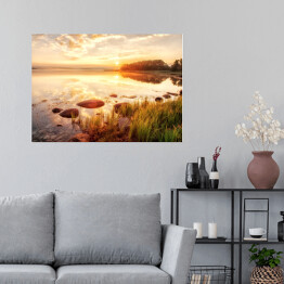 Plakat samoprzylepny Wschód słońca nad Północnym Morzem w Szwecji