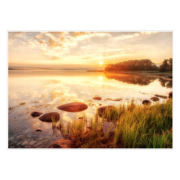 Plakat samoprzylepny Wschód słońca nad Północnym Morzem w Szwecji