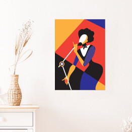 Plakat samoprzylepny Śpiewająca kobieta - abstrakcja