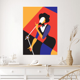 Plakat samoprzylepny Śpiewająca kobieta - abstrakcja