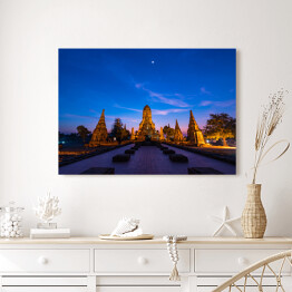 Obraz na płótnie Ruiny Ayutthaya nocą