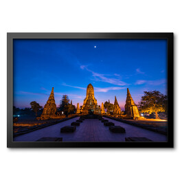 Obraz w ramie Ruiny Ayutthaya nocą