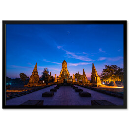 Plakat w ramie Ruiny Ayutthaya nocą