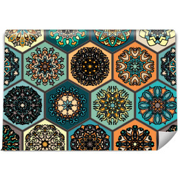Tapeta w rolce Kolorowa arabska mozaika z sześciokątów