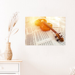 Plakat Stare skrzypce leżące na nutach