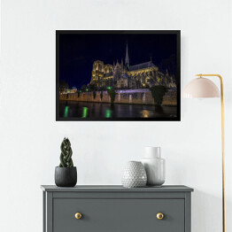 Obraz w ramie Notre Dame w nocy