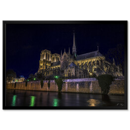 Plakat w ramie Notre Dame w nocy