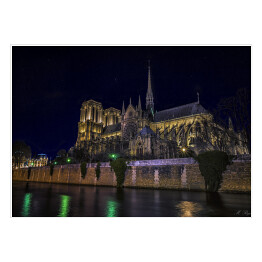 Plakat samoprzylepny Notre Dame w nocy