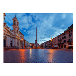 Plakat samoprzylepny Rzym, Plac Navona nocą