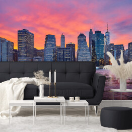 Fototapeta winylowa zmywalna Romantyczny zmierzch nad Manhattanem w Nowym Jorku