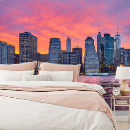 Fototapeta winylowa zmywalna Romantyczny zmierzch nad Manhattanem w Nowym Jorku
