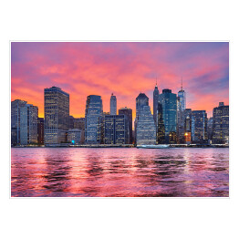 Plakat samoprzylepny Romantyczny zmierzch nad Manhattanem w Nowym Jorku
