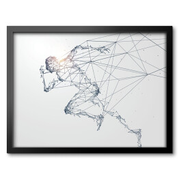 Obraz w ramie Działający mężczyzna, sieć związek obracający w, wektorowa ilustracja.