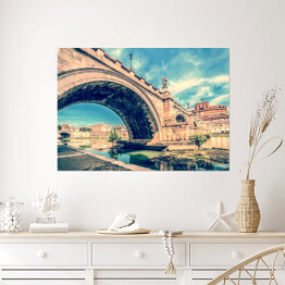 Plakat samoprzylepny Stare zdjęcie z widokiem na Most i Zamek Świętego Anioła