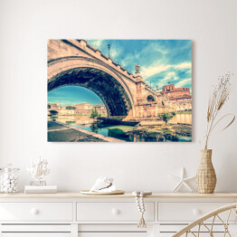 Obraz na płótnie Stare zdjęcie z widokiem na Most i Zamek Świętego Anioła