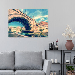 Plakat samoprzylepny Stare zdjęcie z widokiem na Most i Zamek Świętego Anioła
