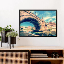 Obraz w ramie Stare zdjęcie z widokiem na Most i Zamek Świętego Anioła
