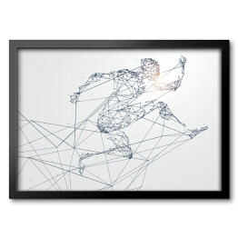 Obraz w ramie Działający mężczyzna, sieć związek obracający w, wektorowa ilustracja.