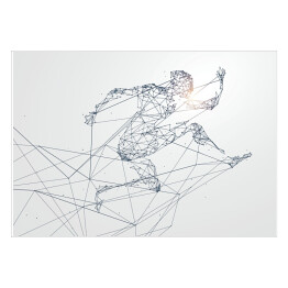 Plakat samoprzylepny Działający mężczyzna, sieć związek obracający w, wektorowa ilustracja.