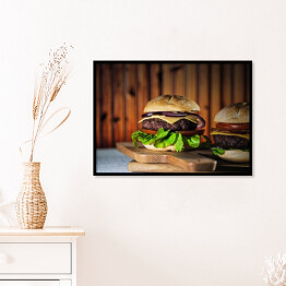Plakat w ramie Świeży smaczny burger
