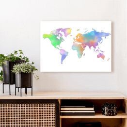 Obraz na płótnie Kolorowa mapa świata na białym tle