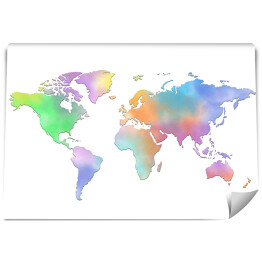 Fototapeta Kolorowa mapa świata na białym tle
