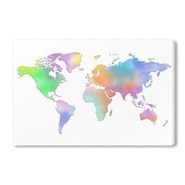 Obraz na płótnie Kolorowa mapa świata na białym tle